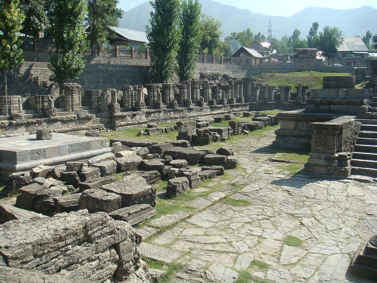 Ancient stone ruins of the Awantipora temple in Kashmir