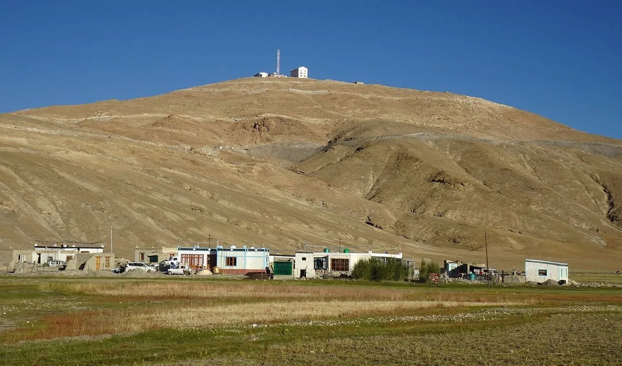 The hill of the Indian Astronomical Observatory above Hanle village on the Changthang plateau